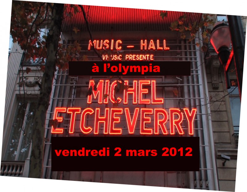 Voila c'est officiel ,nous avons le plaisir de vous annoncer le nouveau passage de Michel à l'olympia le vendredi 2 mars 2012, devant le succès remporté lors de son précédent passage Michel a accepté de se produire à nouveau sur cette mythique et magique . Nous vous informerons au fur et à mesure des modalités de déplacements et de réservations. 